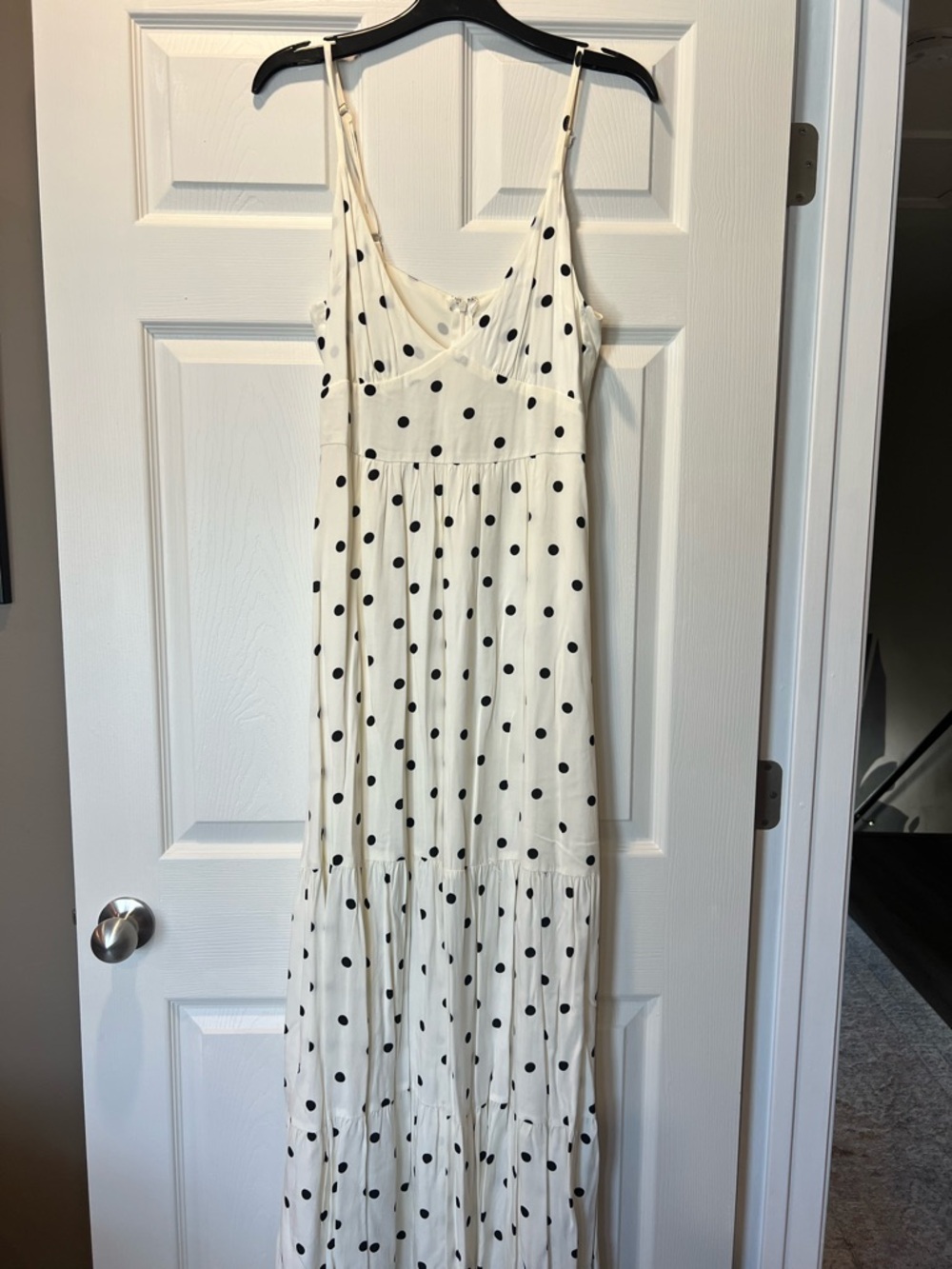 Aqua Cream Maxi Dress with Black Polka Dots